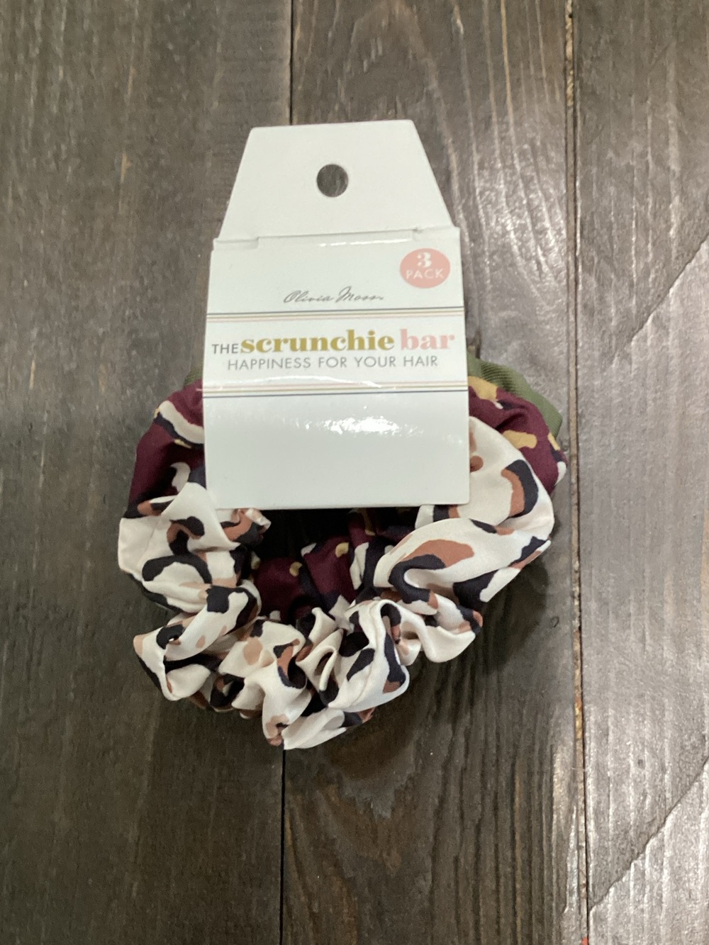 Olivia Moss Burgundy‎ & White Leopard Print Scrunchie Set
